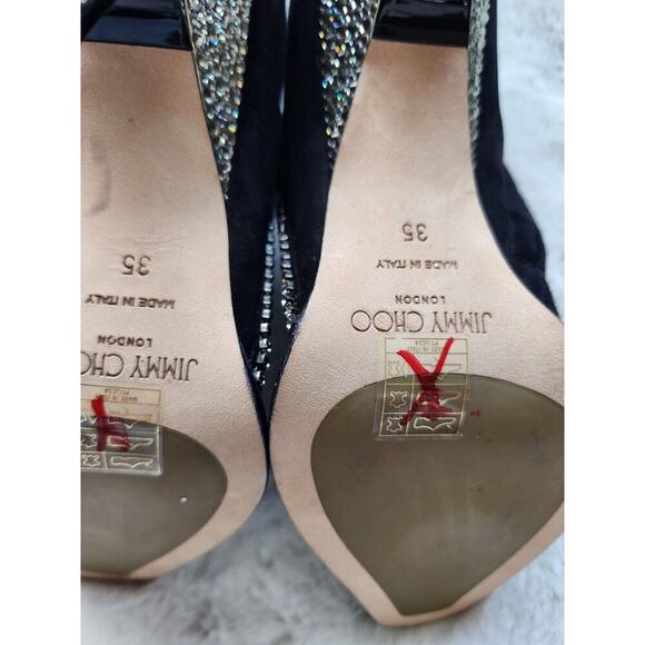 NWOB JIMMY CHOO Brecken 100 crystal-embellished suede ankle boots Size 35 - Picture 12 of 13